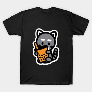 Raccoon Trash Panda Bubble Thai Milk Tea Boba Pearl Animal Bambu Brand T-Shirt